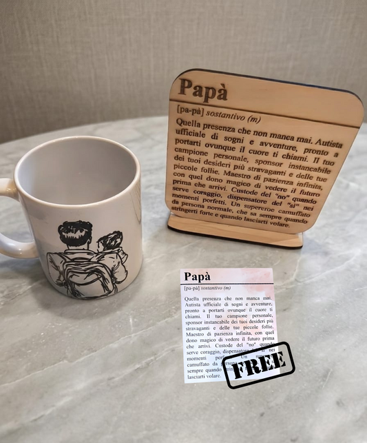 Bundle "Papà" | Tazza, Targhetta in Legno, Set Scrittura | Crea il tuo