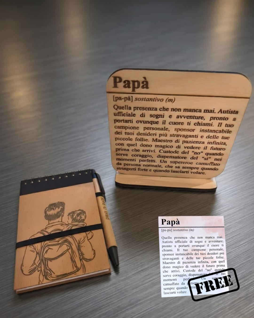 Bundle "Papà" | Tazza, Targhetta in Legno, Set Scrittura | Crea il tuo