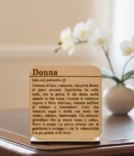 Targa in Legno "Donna" Incisa a Laser con Base