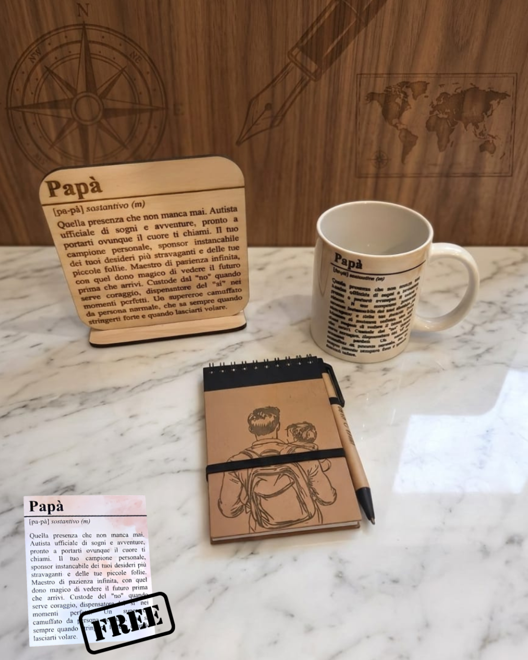 Bundle "Papà" | Tazza, Targhetta in Legno, Set Scrittura | Crea il tuo